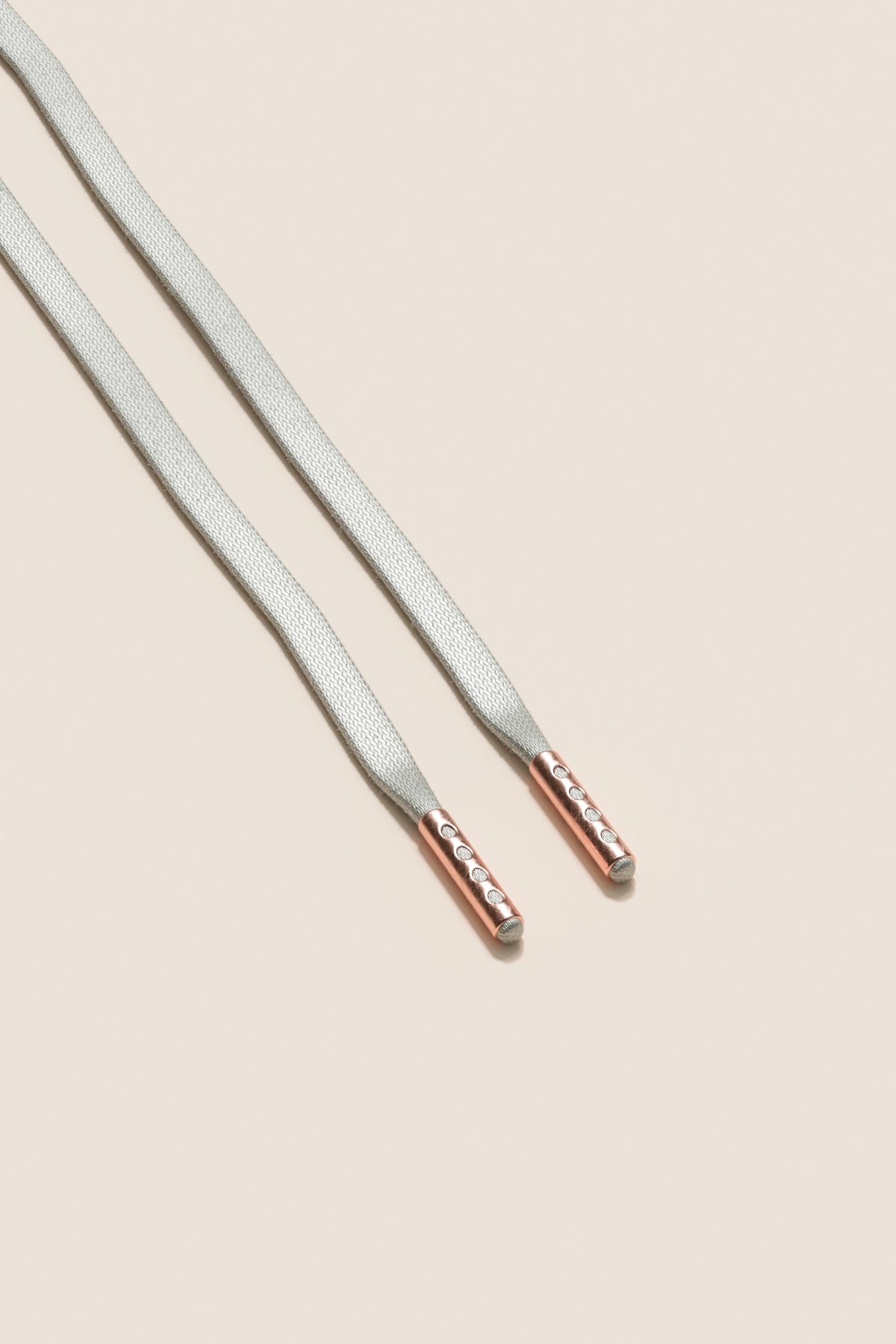 Senkels Light Grey 3mm Flat Waxed Shoelaces with Rose Gold Aglets