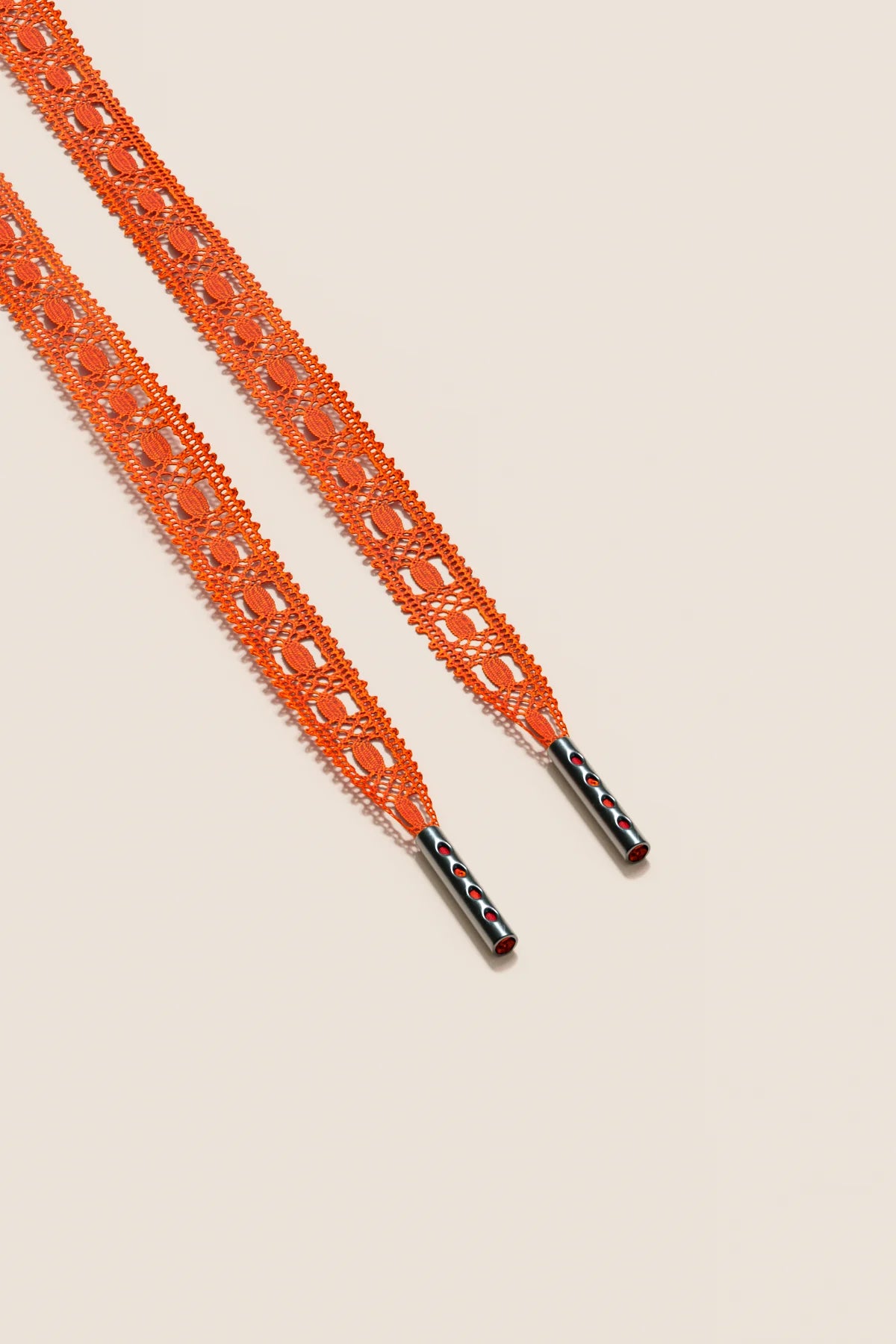 Senkels Orange Crochet Shoelaces with Black Nickel Aglets