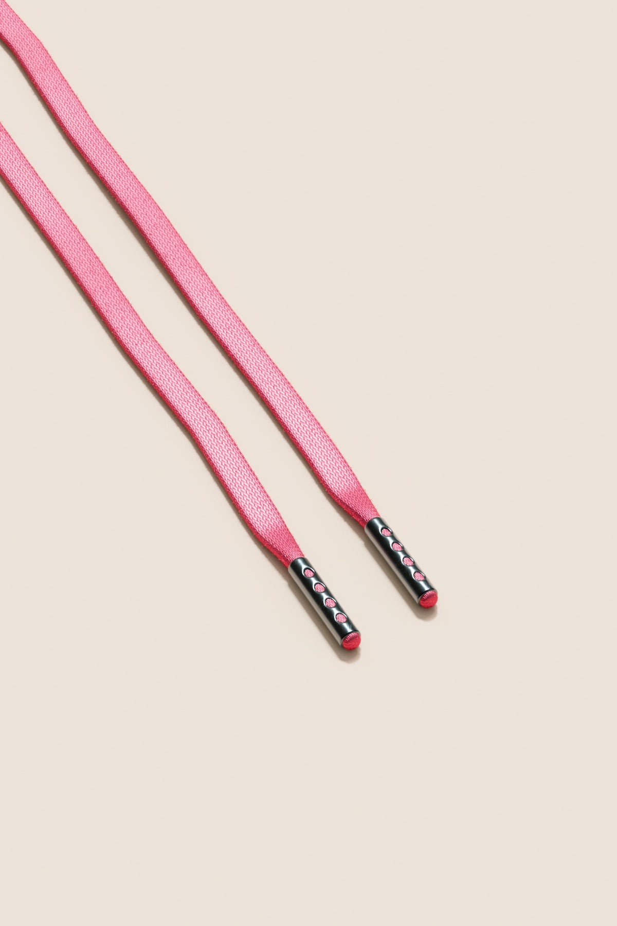Senkels Pink 3mm Flat Waxed Shoelaces with Black Nickel Aglets