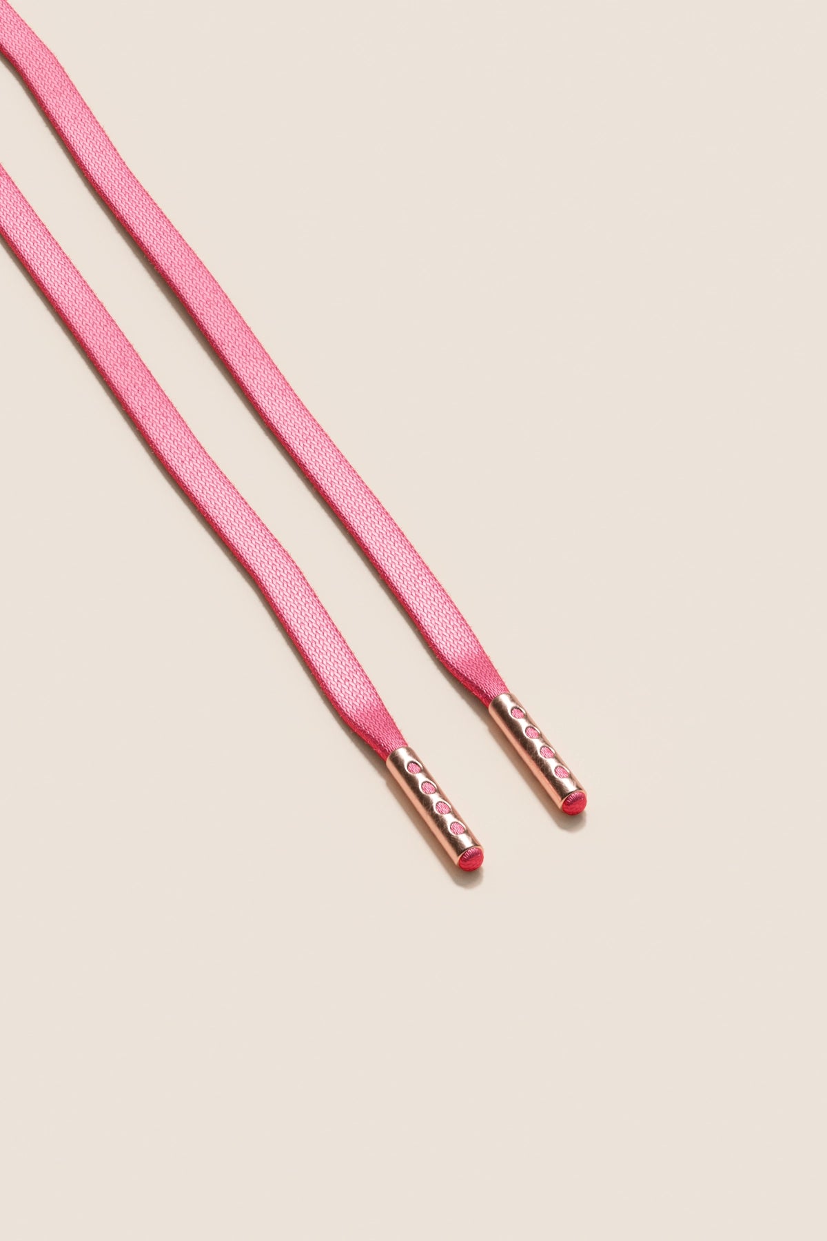 Senkels Pink 3mm Flat Waxed Shoelaces with Rose Gold Aglets