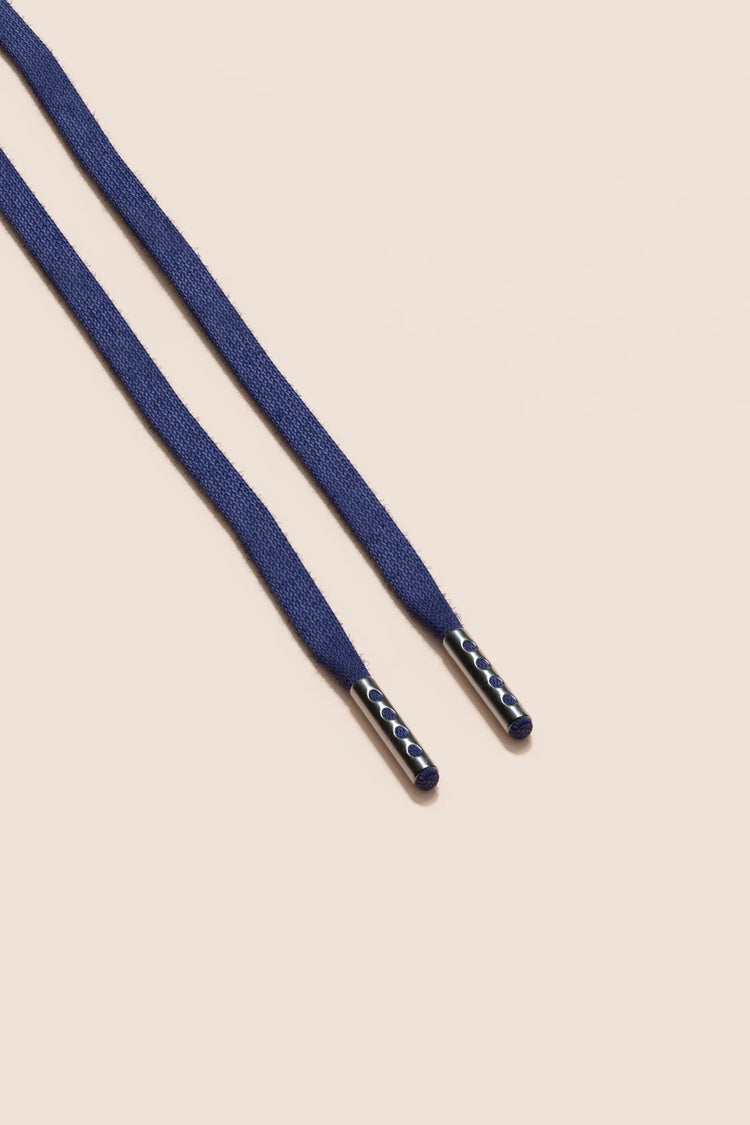 Senkels Dark Blue 3mm Flat Waxed Shoelaces with Black Nickel Aglets