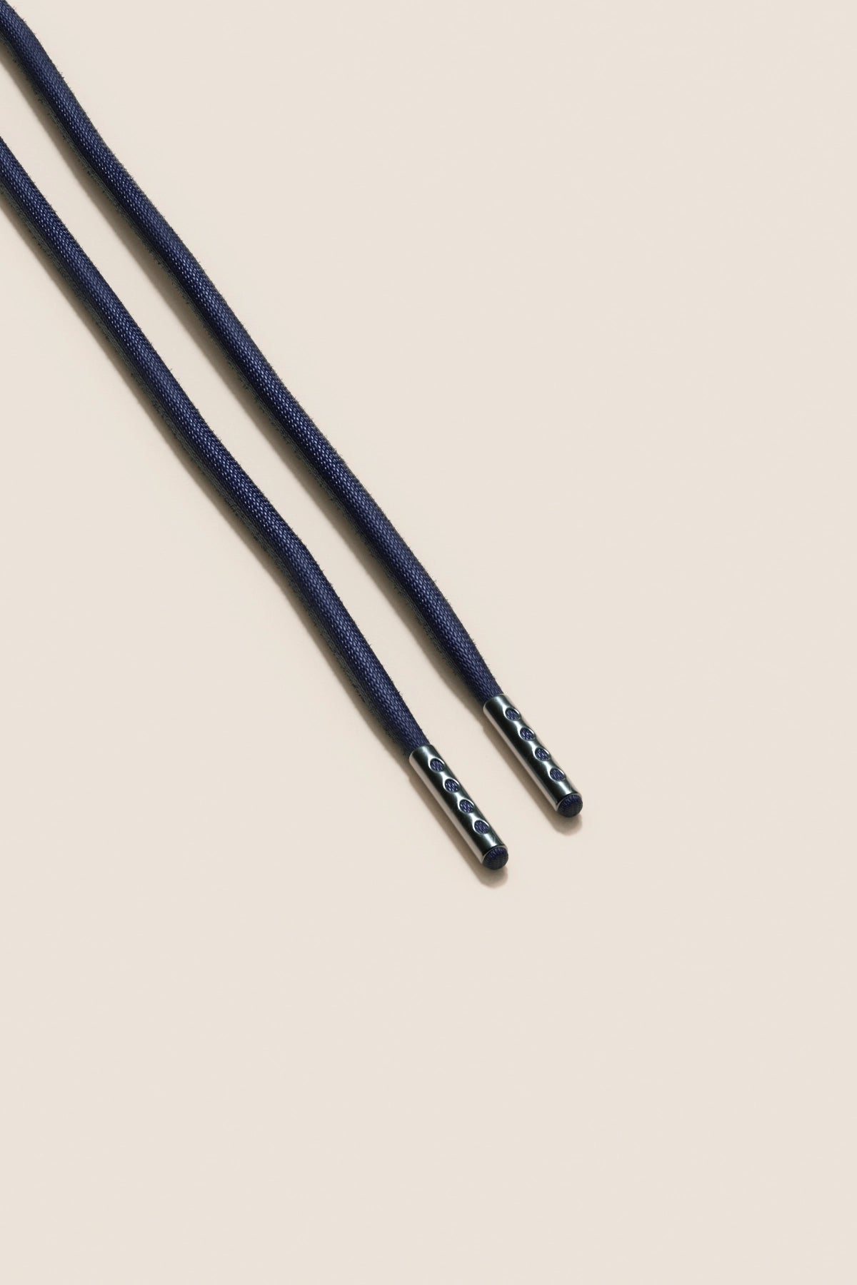 Senkels Dark Blue 4mm Round Waxed Shoelaces with Black Nickel Aglets