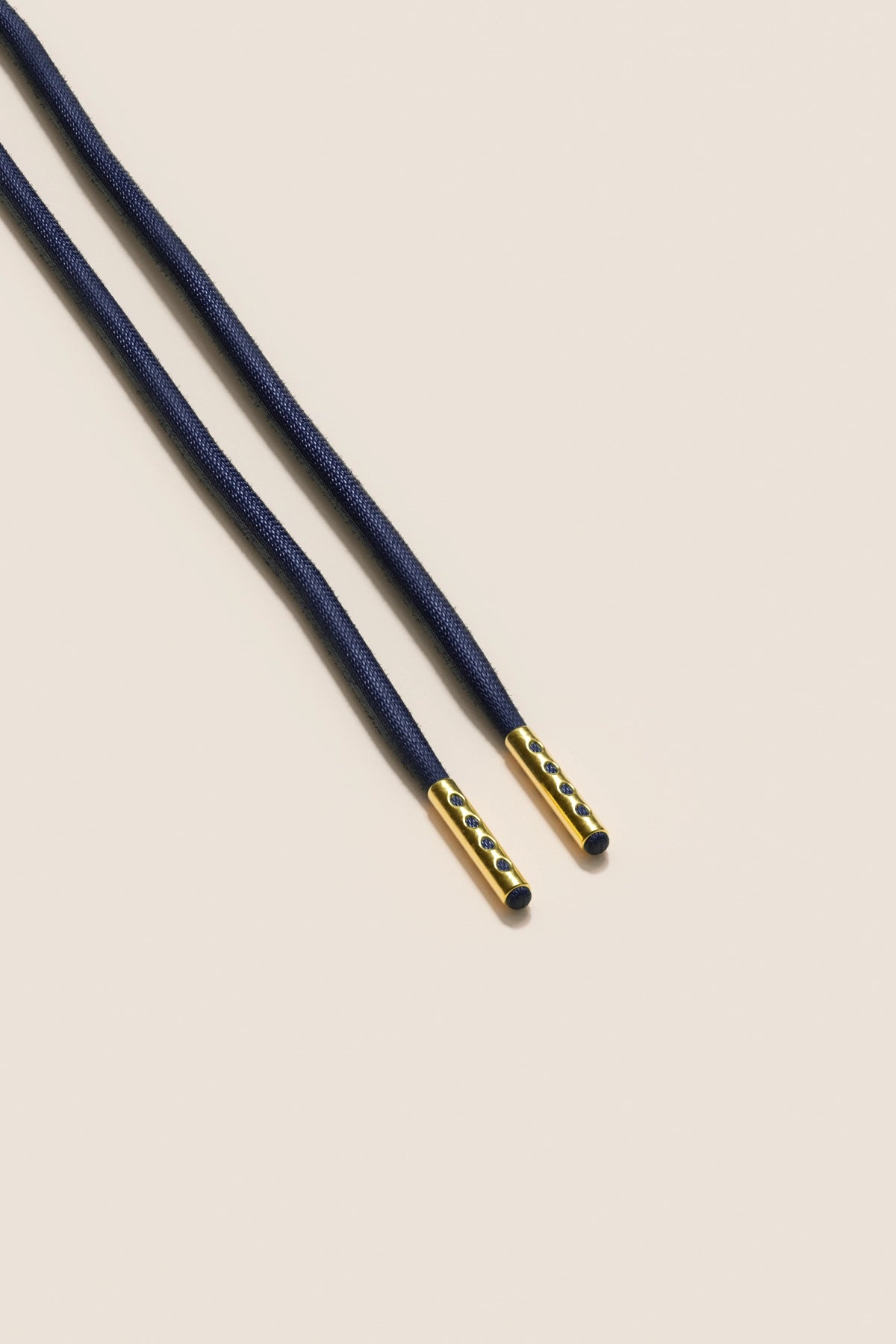 Senkels Dark Blue 4mm Round Waxed Shoelaces with Gold Aglets