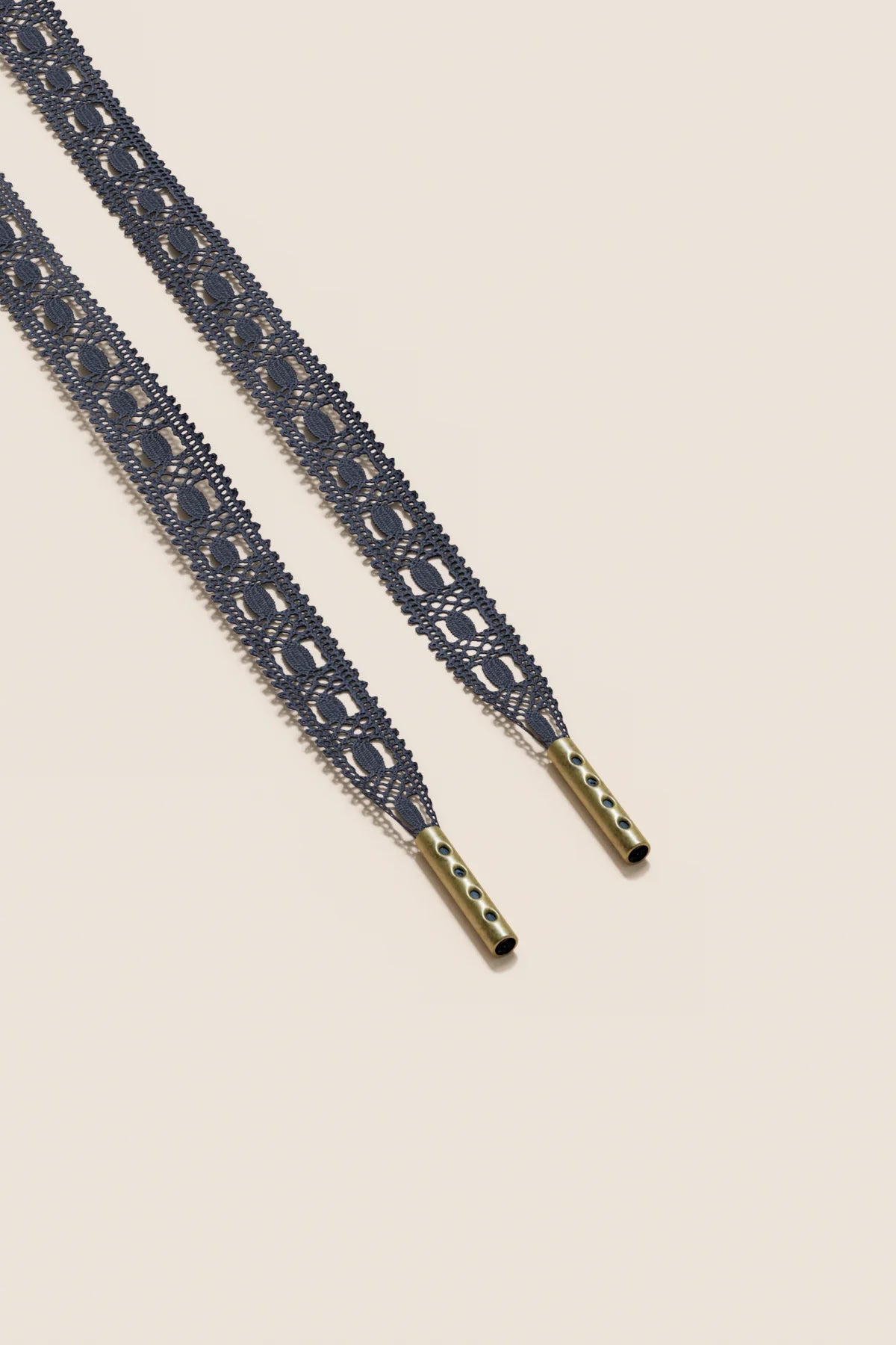 Senkels Dark Blue Crochet Shoelaces with Brass Aglets