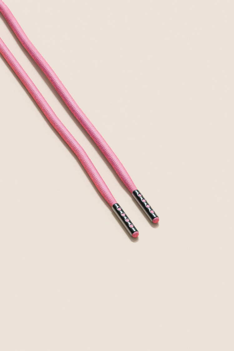Senkels Flamingo Pink 4mm Round Waxed Shoelaces with Black Nickel Aglets