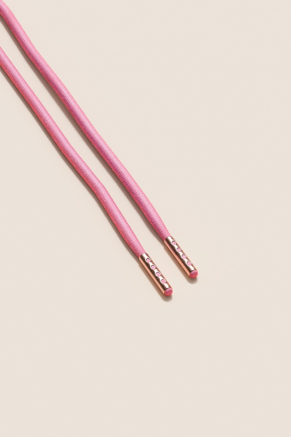 Senkels Flamingo Pink 4mm Round Waxed Shoelaces with Rose Gold Aglets