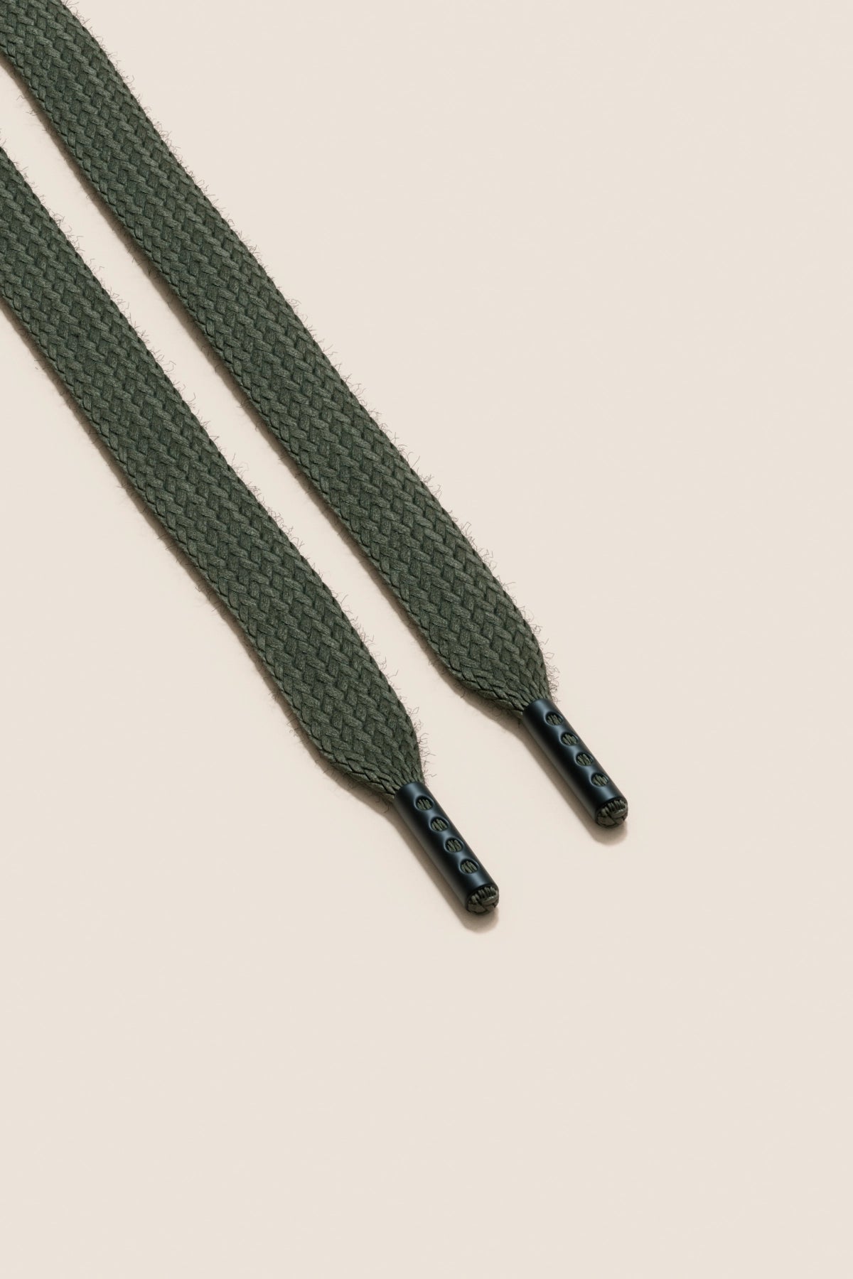 Senkels Olive Green Sneaker Shoelaces with Black Matte Aglets