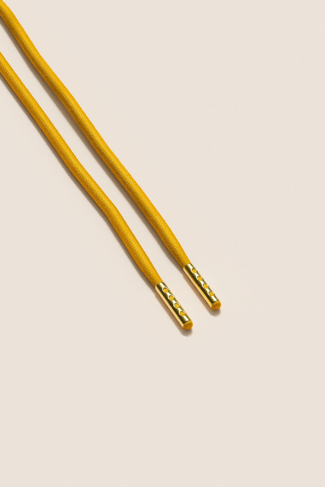 Senkels Yellow 4mm Round Waxed Shoelaces with Gold Aglets