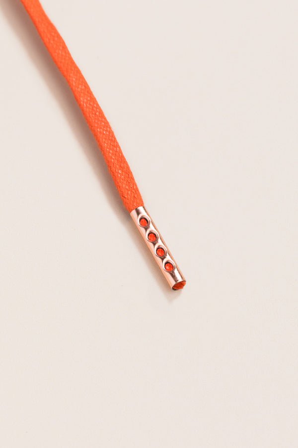 Orange - 4mm round waxed shoelaces for boots and shoes made from 100% organic cotton - Senkels