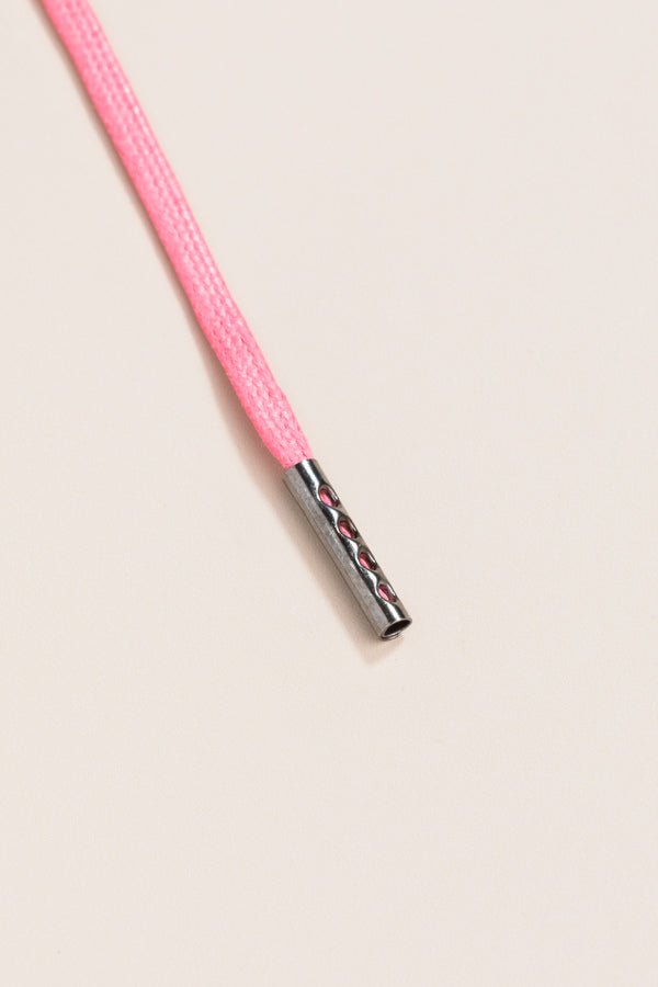 Pink - 4mm round waxed shoelaces for boots and shoes made from 100% organic cotton - Senkels