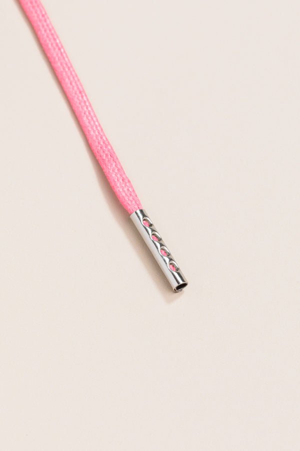 Pink - 4mm round waxed shoelaces for boots and shoes made from 100% organic cotton - Senkels