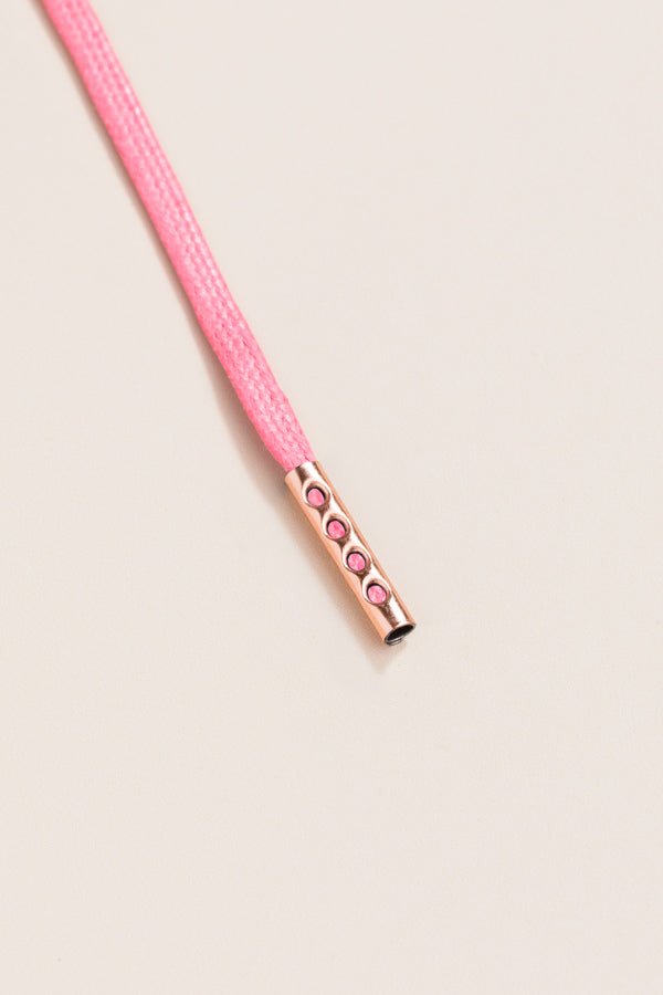 Pink - 4mm round waxed shoelaces for boots and shoes made from 100% organic cotton - Senkels