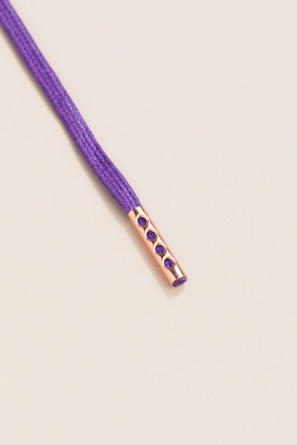 Purple - 4mm round waxed shoelaces for boots and shoes made from 100% organic cotton - Senkels